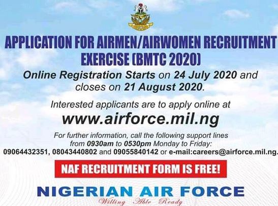 Nigerian Air Force Releases New List Of Successful Candidates 2020/21